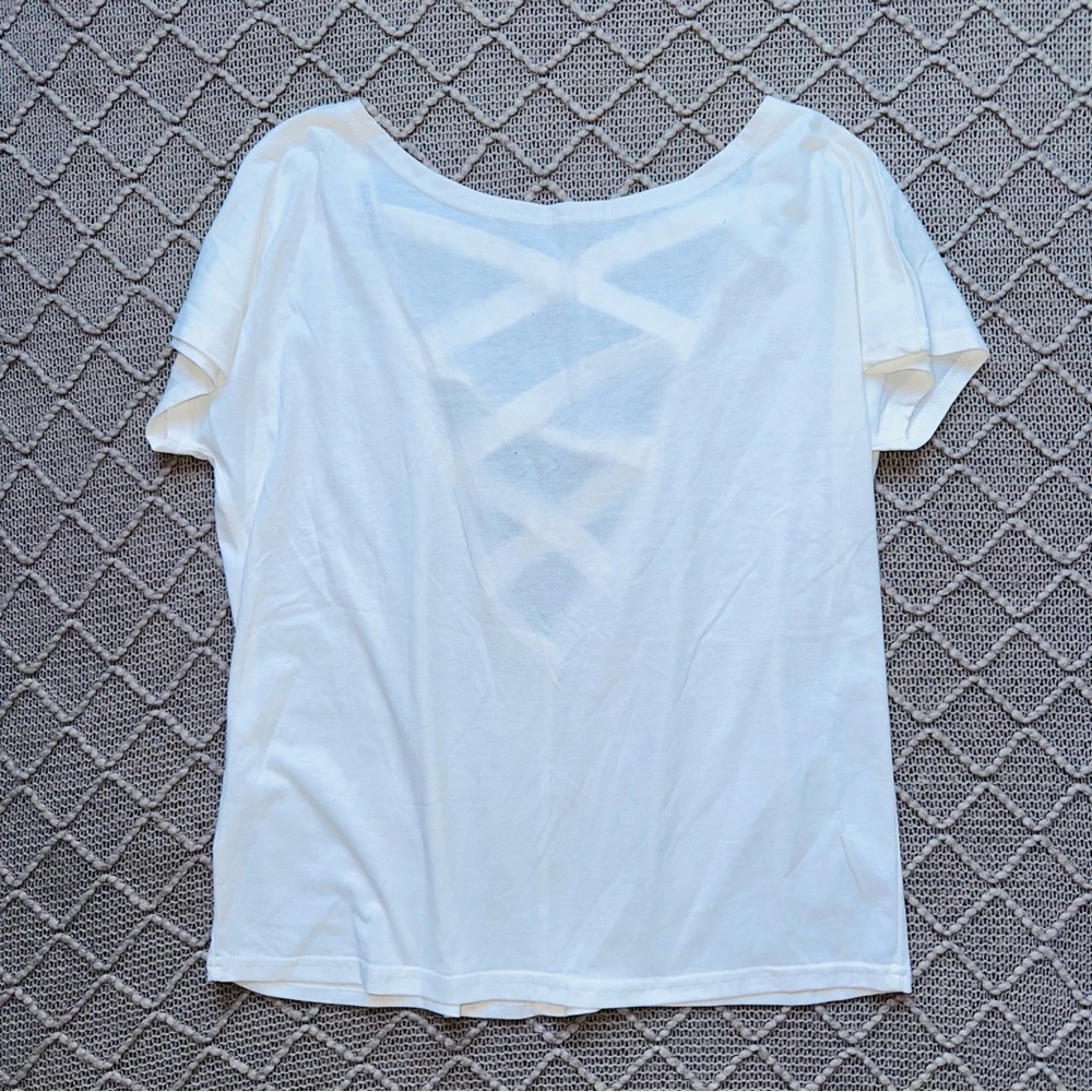 White Cap Sleeve Cut Out Back Tee XL Women’s